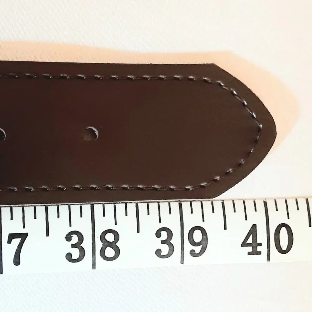 💎Unisex Dark Brown Faux Leather Belt L Antique Brass Rings Multi Strap Design